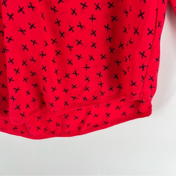 Vero‎ Moda Novelty Print Scissors Lightweight Chiffon V-Neck Top Hair Salon - Picture 7 of 10